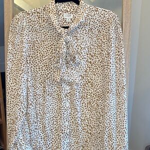 J Crew Women's Leopard Print Tie Neck Blouse - Brown